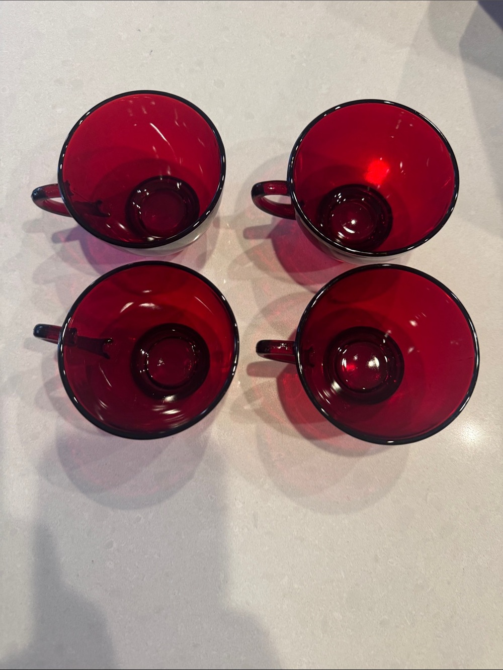 Anchor Hocking Ruby Red Glass Coffee Mugs - Set of 4 excellent condition